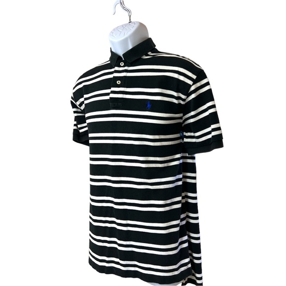 Sz Medium Black White Stripe Polo Ralph Lauren Blue Label - Picture 5 of 7